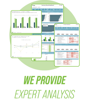 We provide reporting and analysis title text. Online dashboard and offline report images